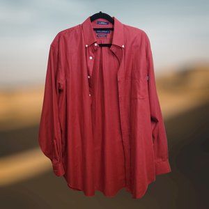 Daniel Cremieux 100% Cotton Shirt Size L Red Tattersall  Fine Italian Fabric